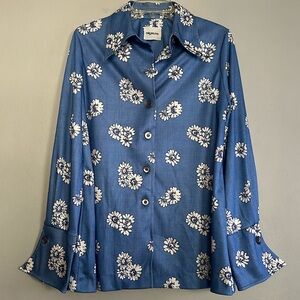 Sir Julian women vintage 70’s floral button down shirt w/ flared collar & cuffs